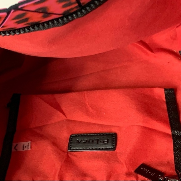 P. Luca tote coral red leopard and black‎ geometric bendable purse. - Picture 5 of 12